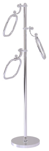 Towel Stand with 9" Oval Towel Rings, Polished Chrome