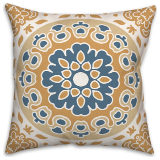 Blue and Yellow Mandala 18x18 Spun Poly Pillow