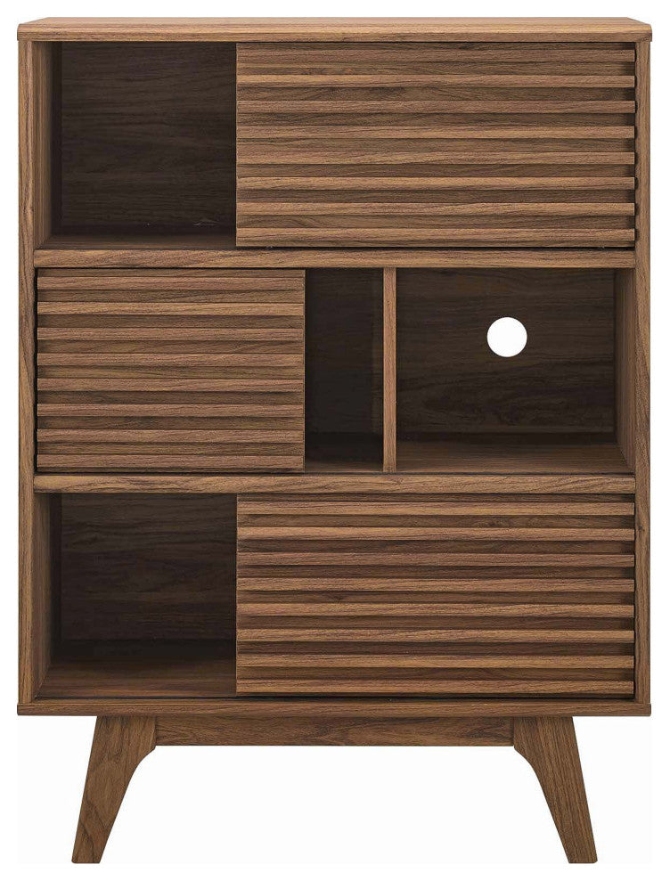 Render Three-Tier Display Storage Cabinet Stand, Walnut