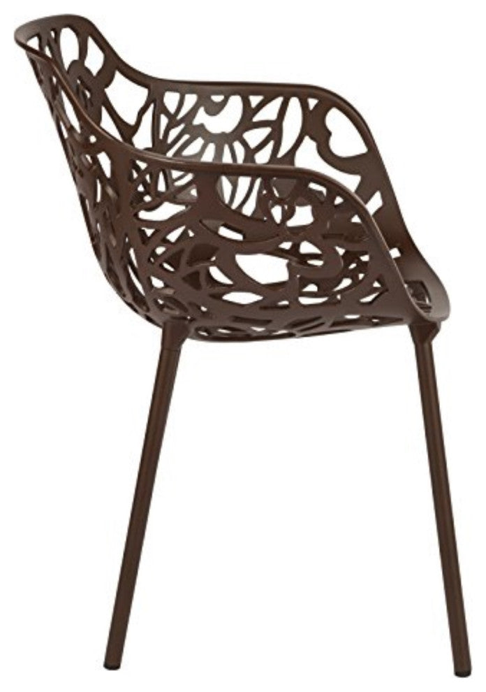 LeisureMod Modern Devon Aluminum Chair, Set of 2 Brown