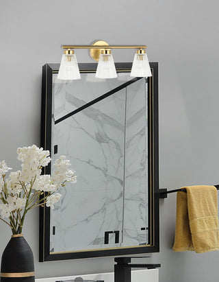 Vienna Vanity, 3-Light, Aged Brass, Clear Ribbed Glass
