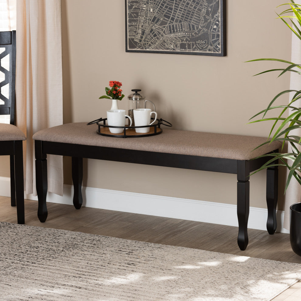 Carlisle Contemporary Dining Bench, Sand/Dark Brown