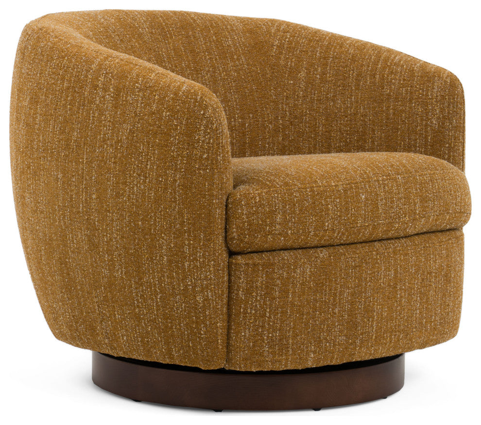 Divani Casa Wendt Modern Mustard Fabric Swivel Accent Chair
