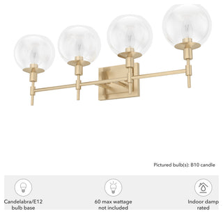 Xidane Alturas Gold, Clear Glass 4 Light Vanity Wall