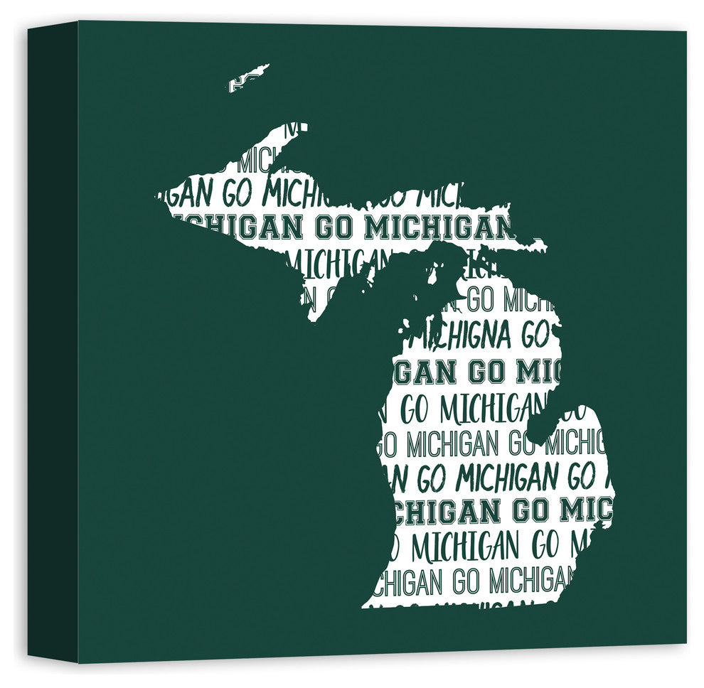 Green Michigan Go Team 16x16 Canvas Wall Art
