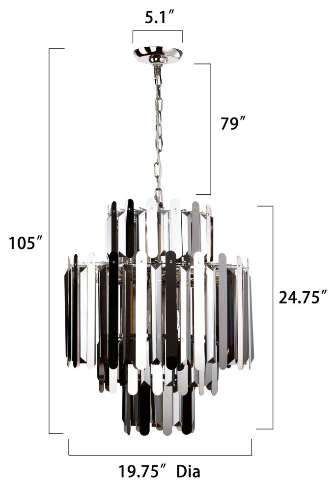 9-Light Stainless Steel Polish Nickel Chandelier