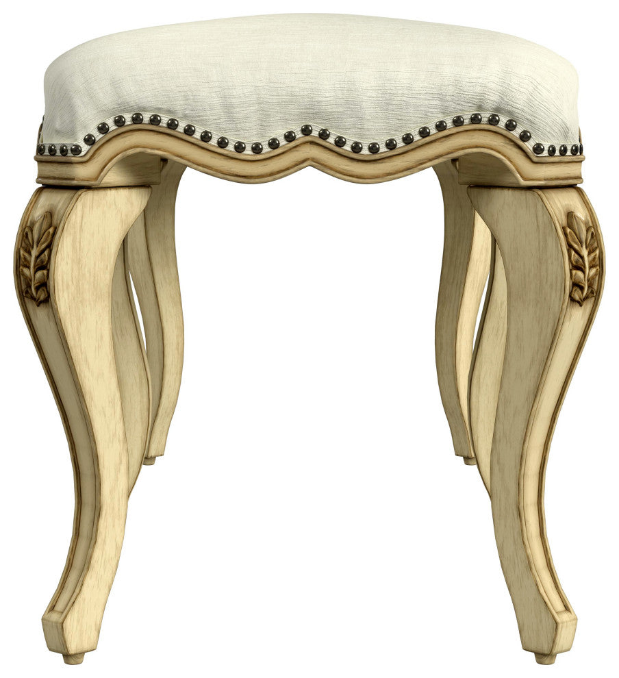 Michelline Upholstered 42"W Bench, Antique Beige