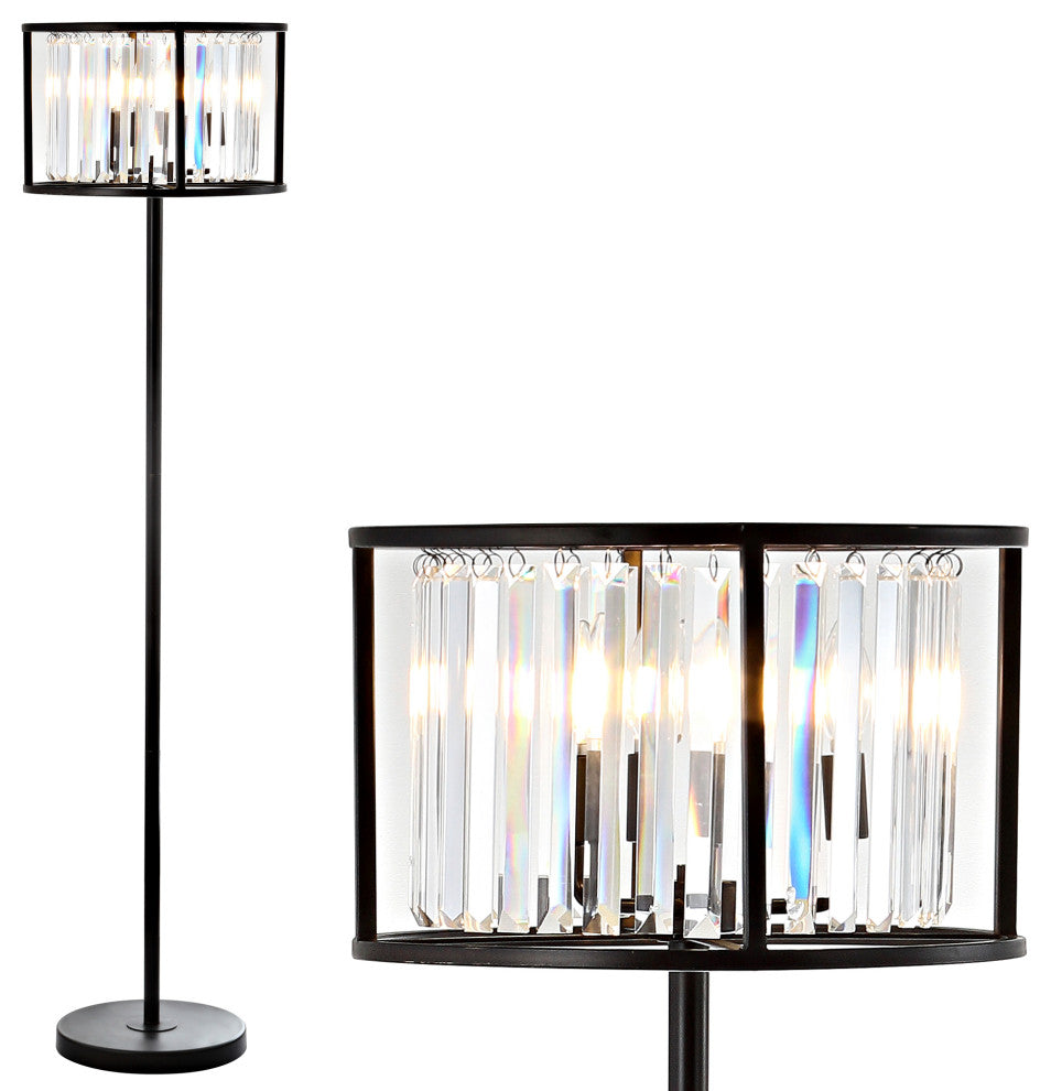 Bevin 63" Metal, Crystal LED Floor Lamp, Oil Rubbed Bronze, Crystal