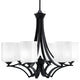 Zilo 6 Light Chandelier, Matte Black Finish With 4" White Muslin Glass