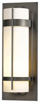 Banded Extra Large Outdoor Sconce, Coastal Dark Smoke Finish, Opal Glass