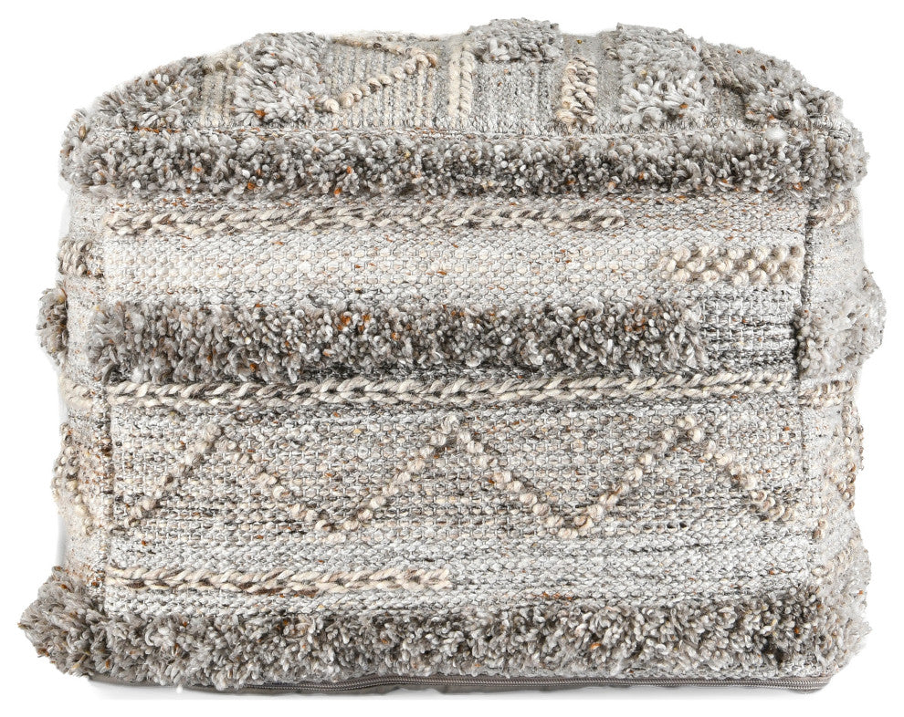 Elko 18" Blue Indoor Outdoor Pouf, Blue by Kosas Home, Grey