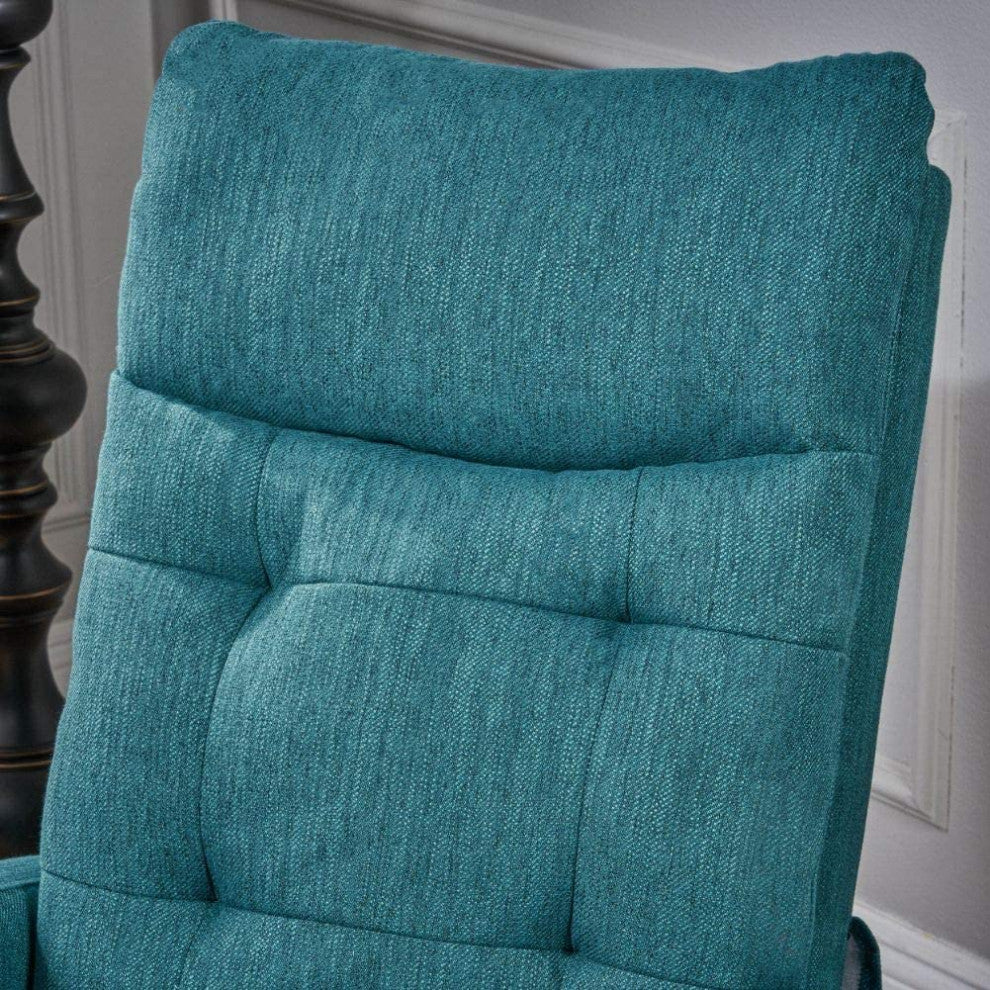 Contemporary Recliner, Glider Push Back Design and Comfortable Seat, Teal