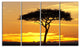 Beautiful Sunset Through Acacia Tree, Landscape Canvas Print, 48"x28", 4 Panels