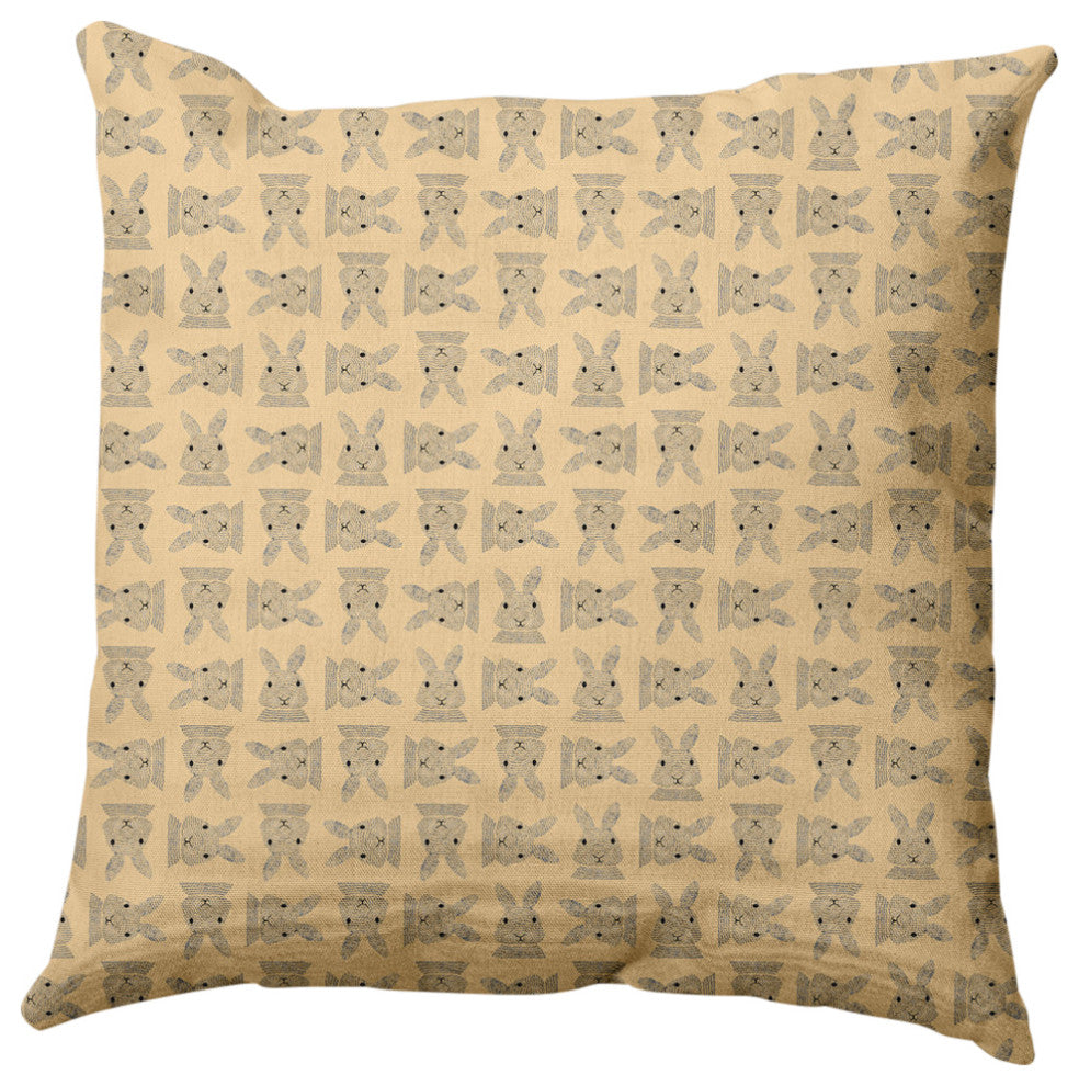 Criss Cross Bunnies Easter Decorative Throw Pillow, Corn Yellow, 26x26"