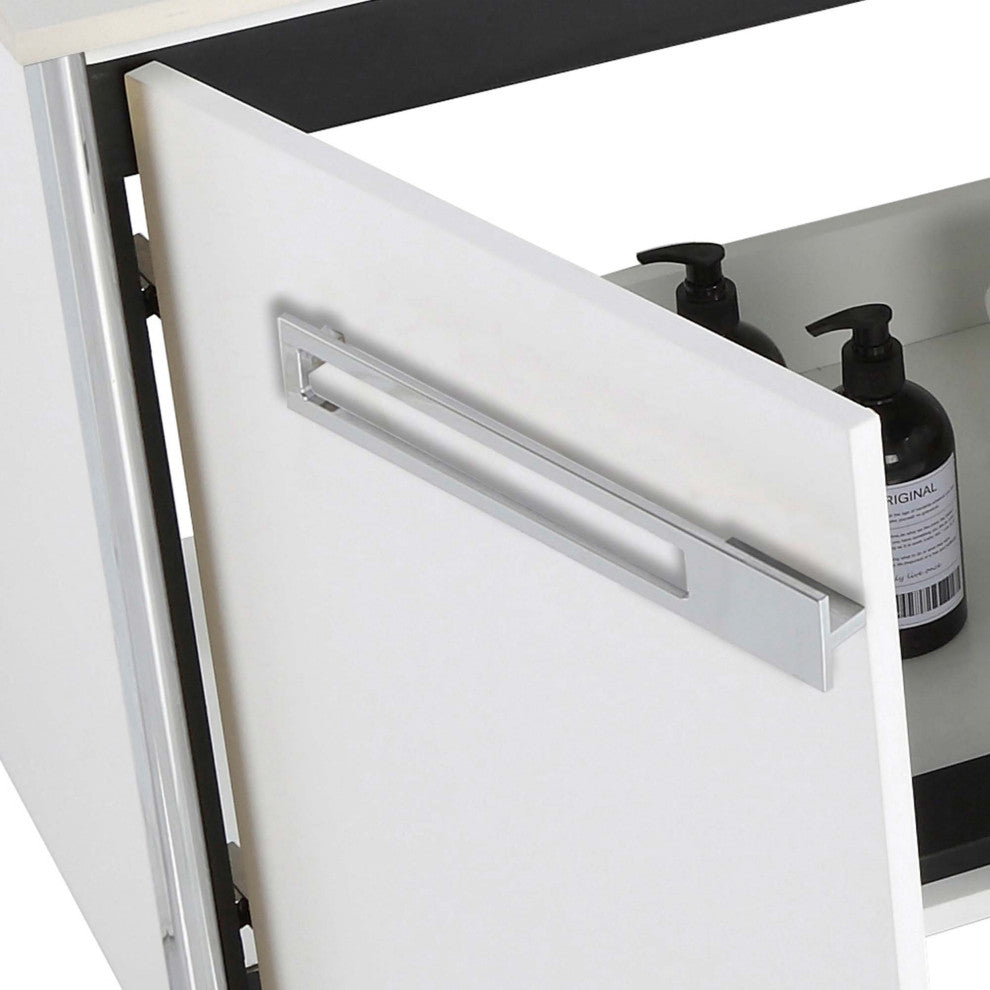 Oakville Bath Vanity, Ceramic Sink, White Matte, 30 Inch, Chrome Hardware
