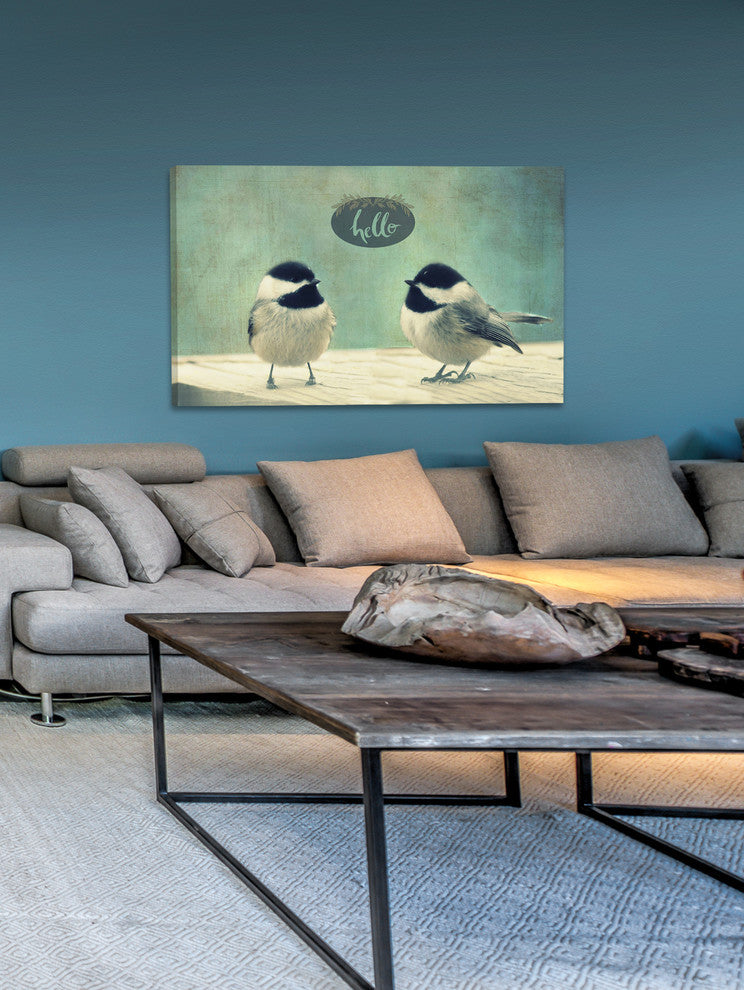 "Hello Birds 2" Painting Print on Wrapped Canvas