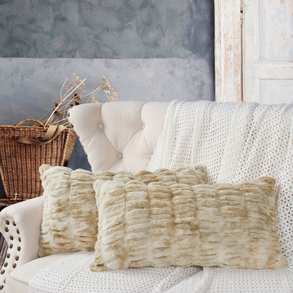 Shar Pei Faux Fur Pillow Shell Set, Fungi, 2 Piece Lumbar, 14"x26"