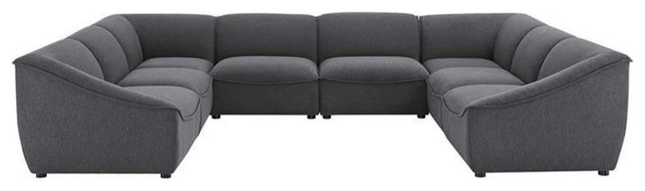 Modway Comprise 8-Piece Modern Fabric Sectional Sofa in Charcoal