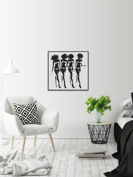 "Disco Glam" Floater Framed Painting Print on Canvas, 20"x20"
