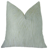 Curly Mongolian Fur White Handmade Throw Pillow, Double Sided 20"x20"