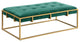 Anika Contemporary Velvet Tufted Rectangular Ottoman with Gold Base, Green