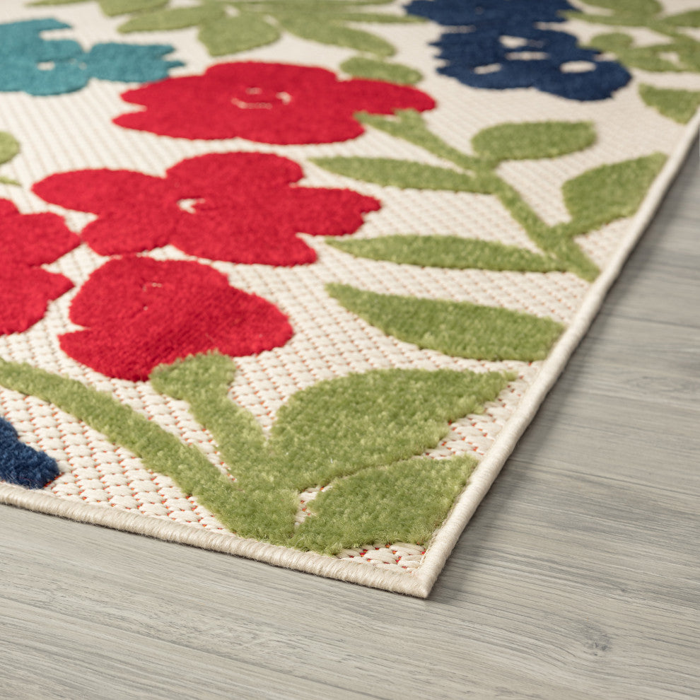 Ostro Modern Floral Area Rug, Multi-Color, 5'3" X 7'3"