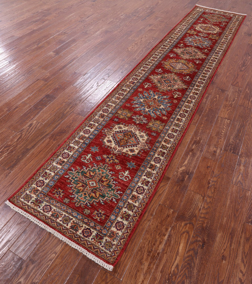Runner Super Kazak Handmade Rug 2' 8" X 12' 11" - Q12994
