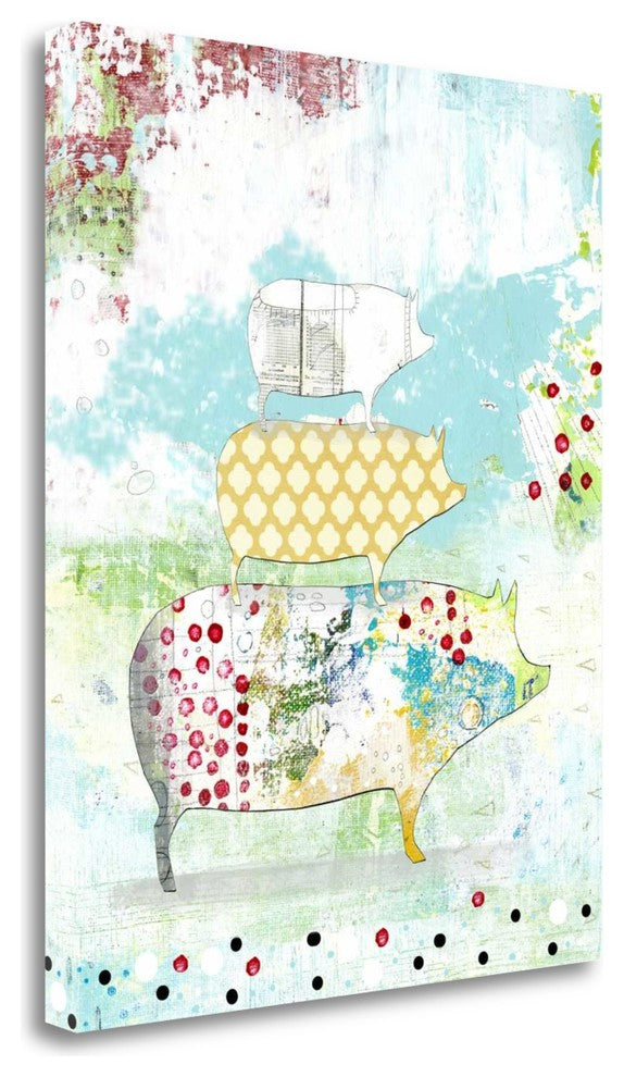 "Totem Pig II" By Sarah Ogren,Ready to Hang Giclee Print on Gallery Wrap Canvas