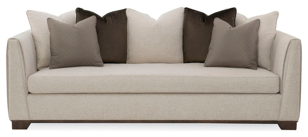 Modern Streamline Bench Cushion Sofa With Plinth Base