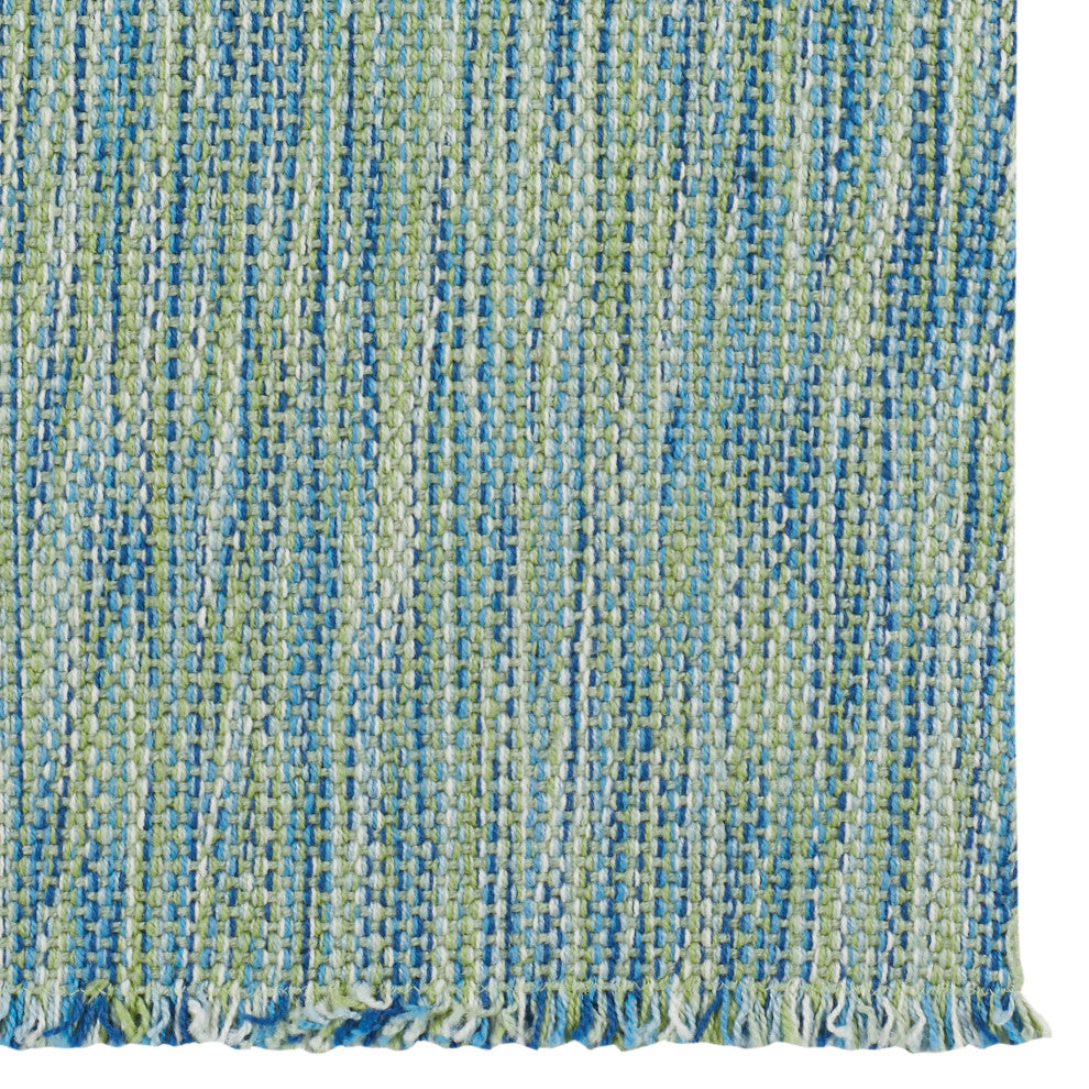 Coastal Flat Woven Area Rug, Blue, Vertical Stripe Rectangle, 8'x5'