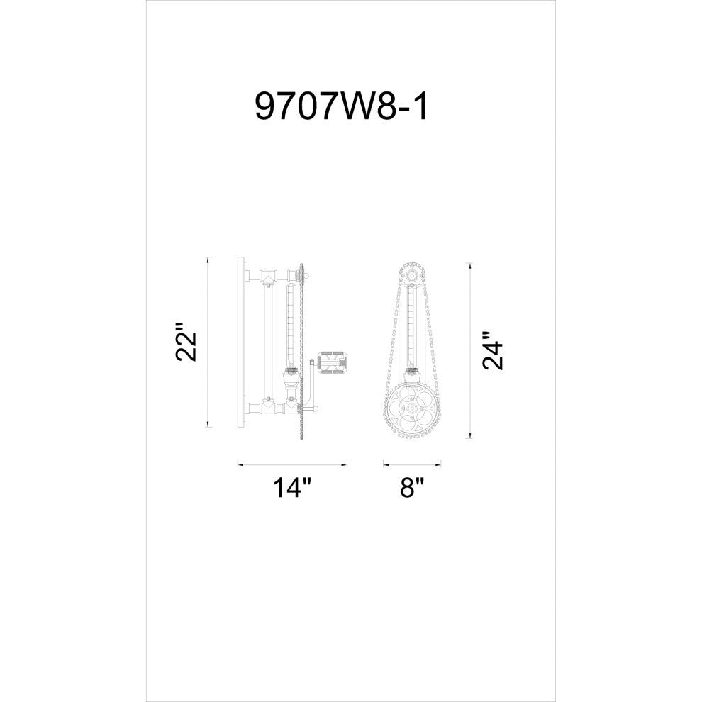 CWI Lighting 9707W8-187 Bici 1 Light Wall Sconce With Silver Gray Finish