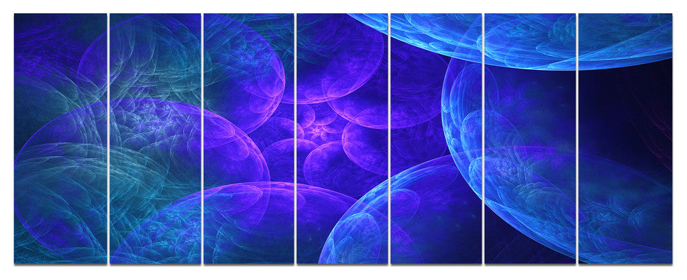 Biblical Sky with Blue Clouds, Abstract Wall Art Canvas, 83"x32", 7 Panels