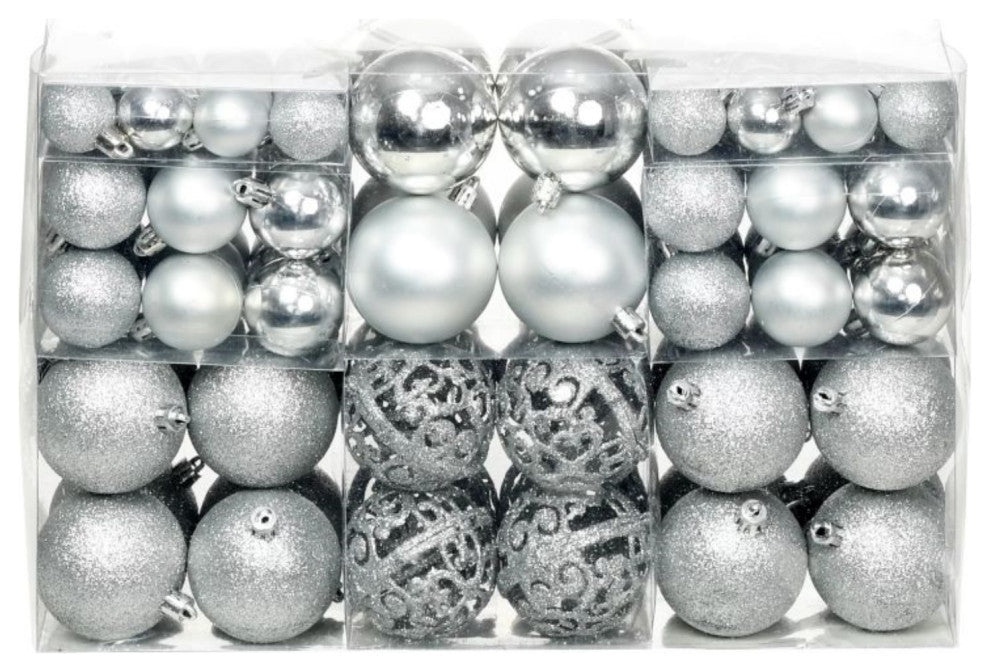 Vidaxl 100 Piece Christmas Ball Set 2.4" Silver