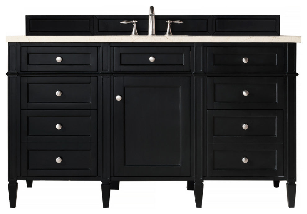 Brittany 60" Single Vanity, Black Onyx, Eternal Marfil Quartz