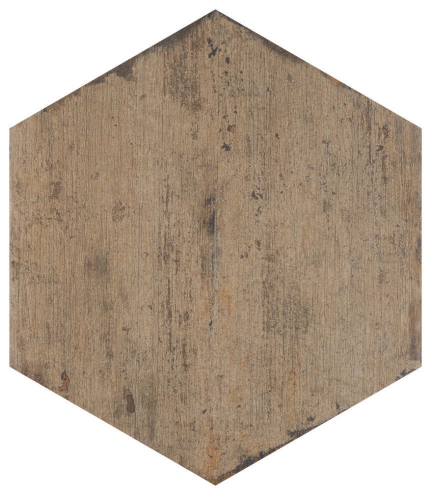Retro Hex Porcelain Floor and Wall Tile, Terra