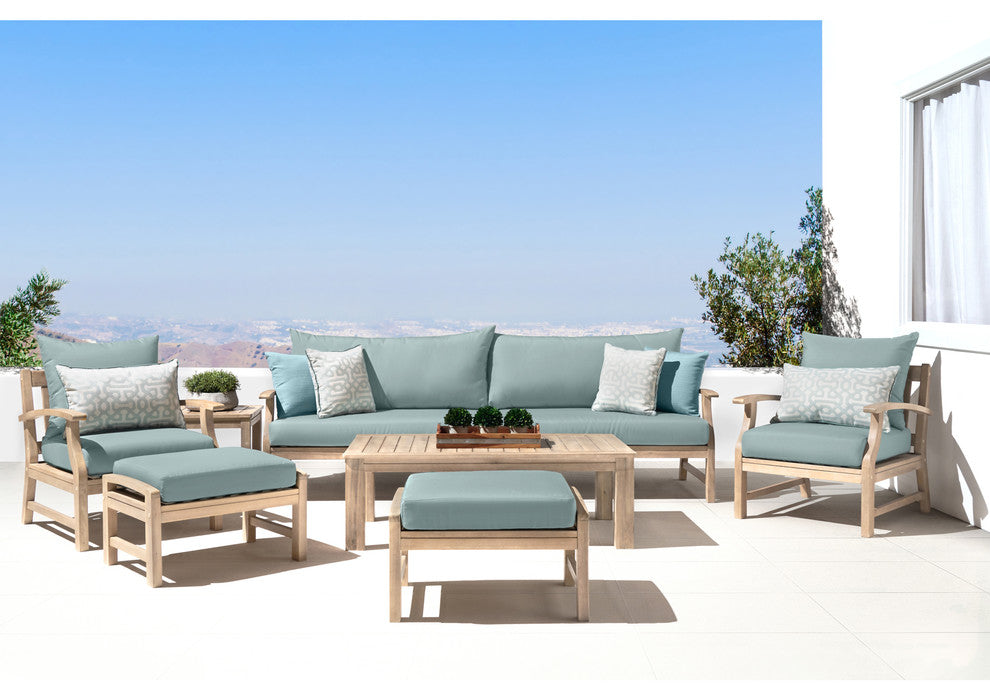 Kooper 8 Piece Sunbrella Outdoor Patio Sofa and Club Chair Set, Spa