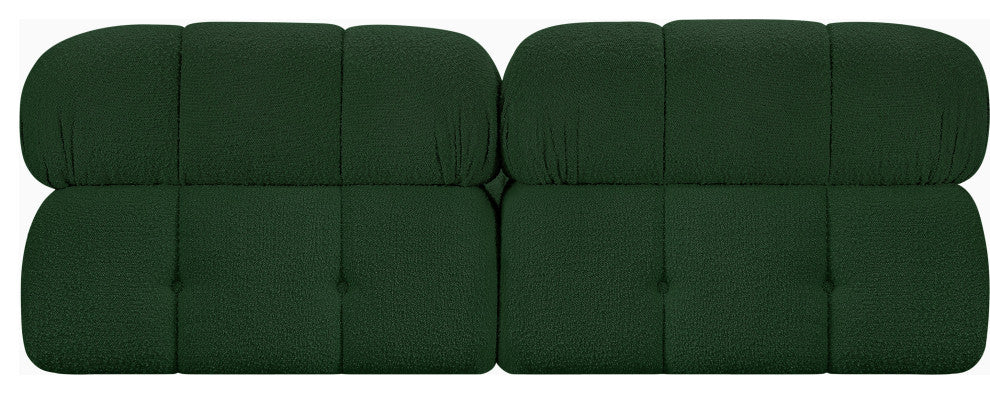 Ames Boucle Fabric Modular Sofa, Green, 2-Piece: 2 Armless Chair