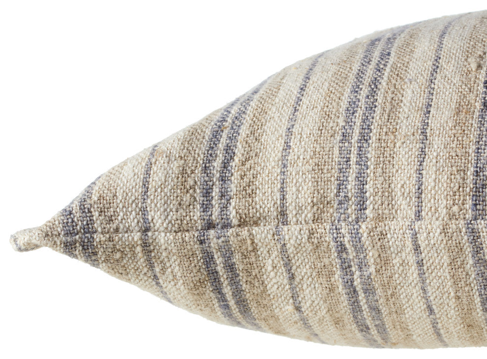 Jaipur Living Lucien Striped Pillow, Cream/Gray, 13"x21", Down Fill