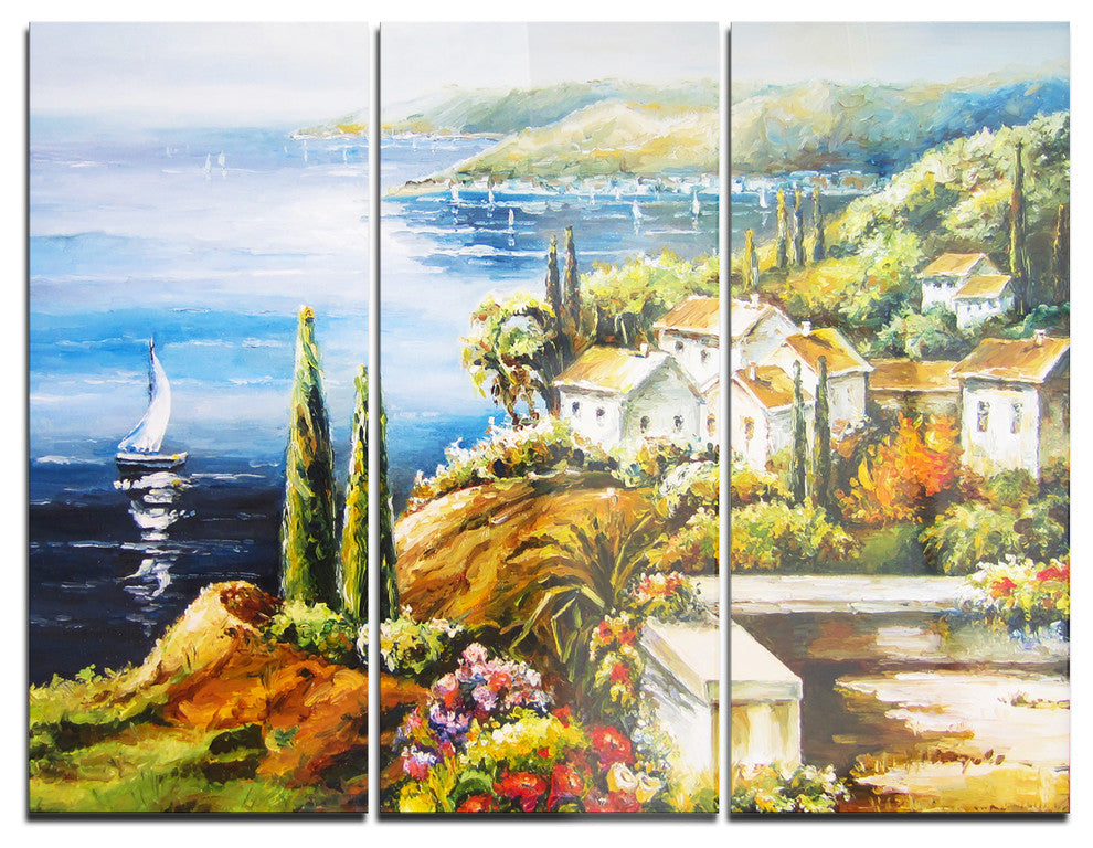 "Sailing Boat Remote View" Metal Wall Art, 3 Panels, 36"x28"