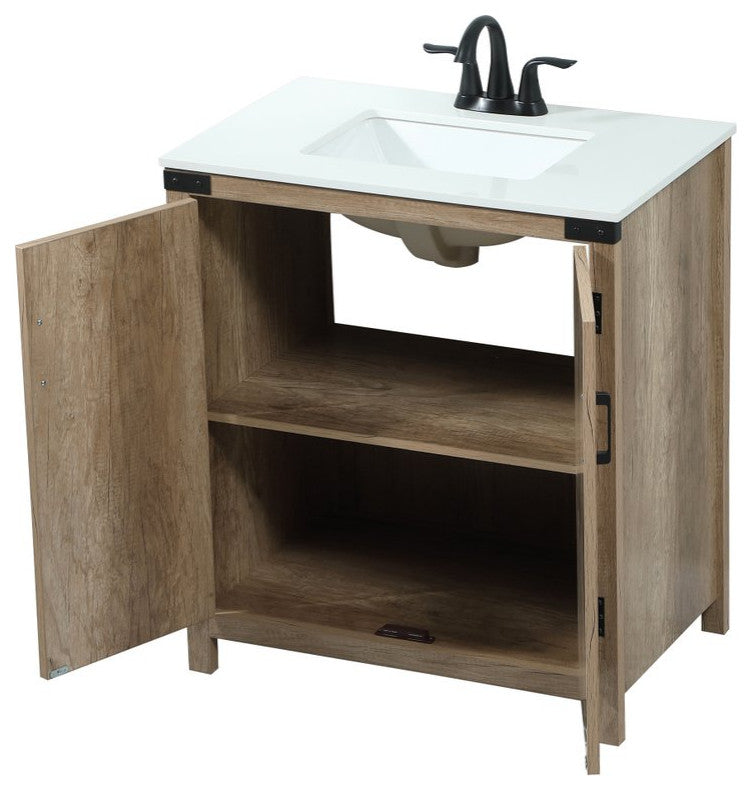 Home Living 19" Farmhouse Natural Oak-Light Bathroom Vanity