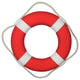 Lifering Red With White Bands, 15''