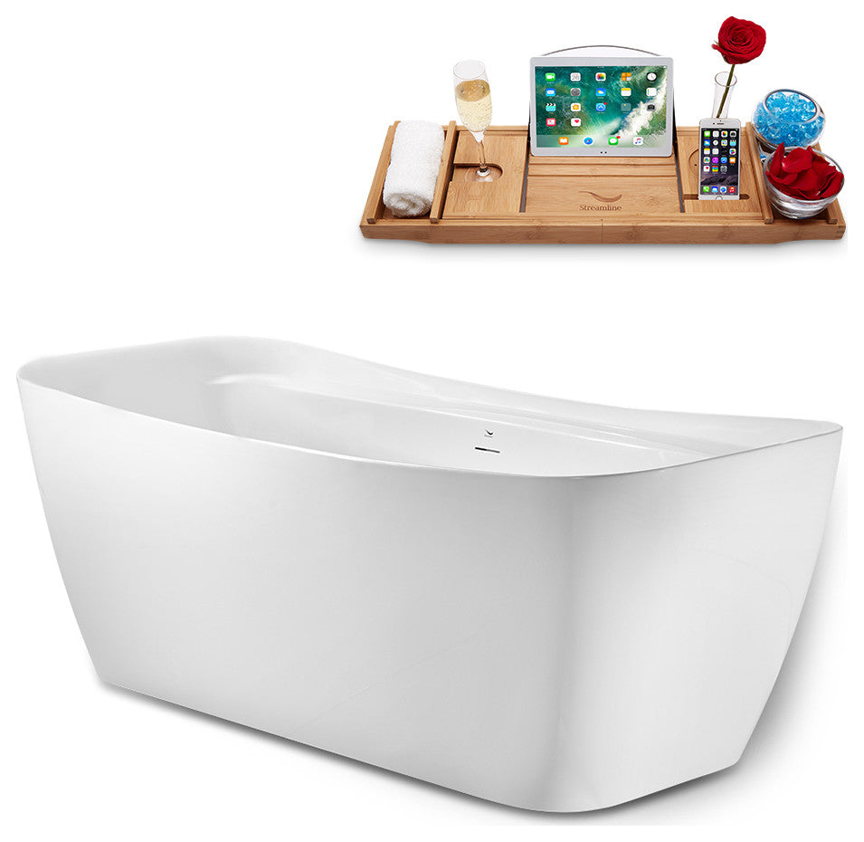 67" Streamline N1721BGM Freestanding Tub and Tray With Internal Drain
