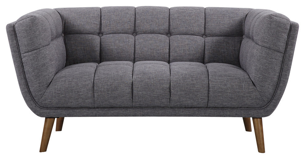 Phantom Mid-Century Modern Loveseat, Walnut, Dark Gray
