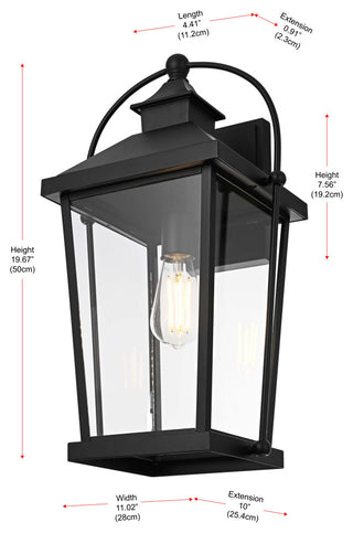 Home Living 20" Outdoor Wall sconce, Black
