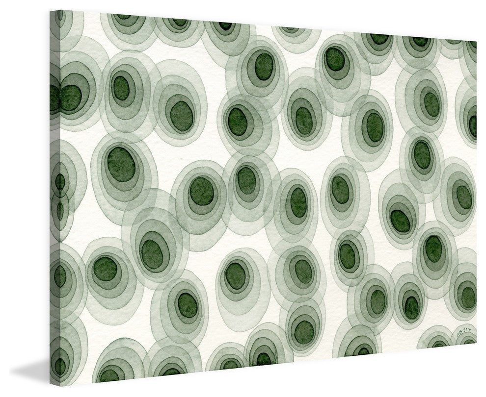 Marmont Hill, "Earthy Green Ovals" by Nikki Galapon on Wrapped Canvas, 18x12