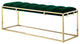 50" Green And Gold Upholstered Velvet Bench