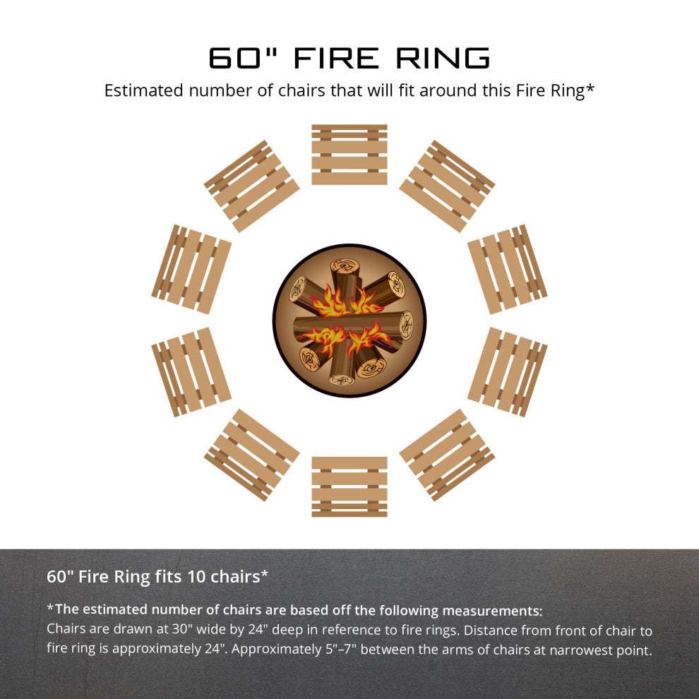 60" Solid 5 Piece Fire Ring