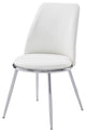 Benzara BM204481 Leatherette Metal Side Chair with Angled Legs, Set of 2, White