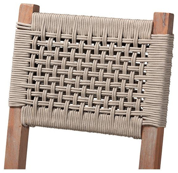 Baxton Studio Heyna Mid-Century Transitional Grey Woven Rope Mahogany