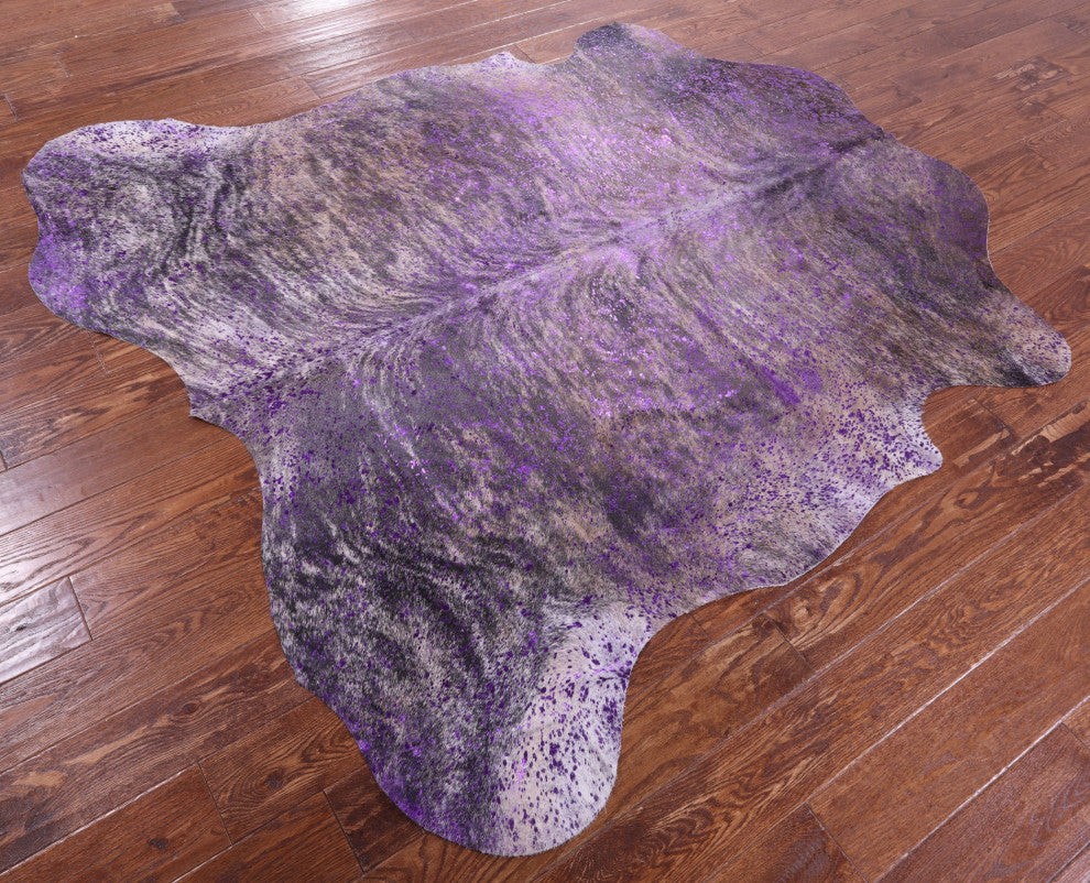 Purple Metallic Cowhide Rug 6' 6" X 6' 4" C2105